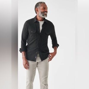NWOT Faherty Legend Sweater Shirt in Heathered Black Twill